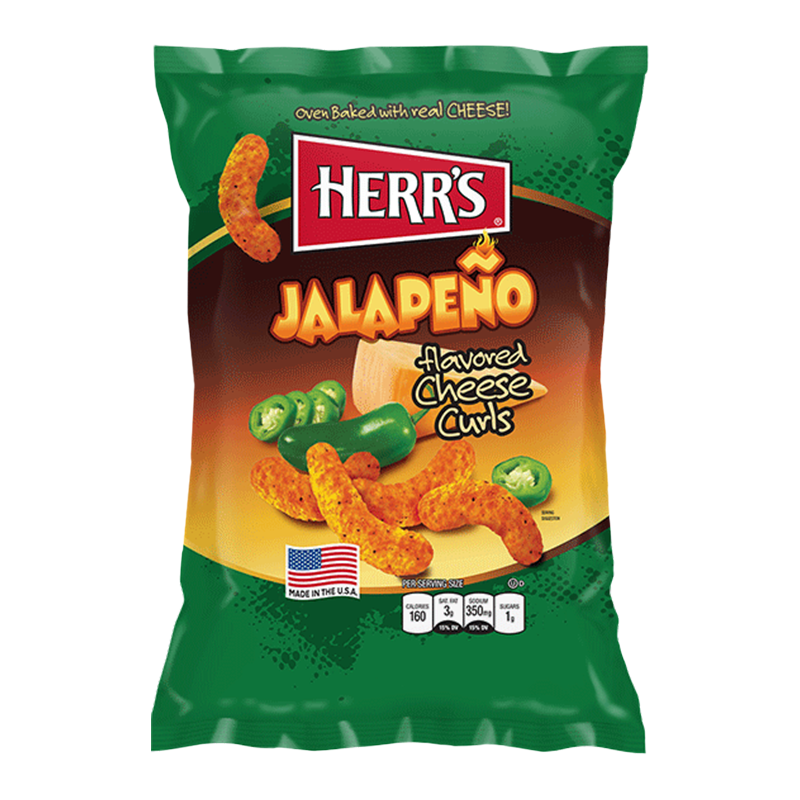 Herr's Cheese Curls - Jalapeno Flavour Puffs - 6oz (170g)