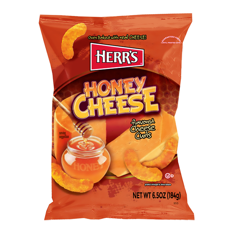 Herr's Honey Cheese Flavoured Curls - 6.5oz (184.3g) Large Bag