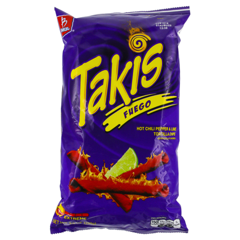 Takis Fuego Hot Chili Pepper & Lime Tortilla Chips - 200g - (Mexican) Best Before 13th march 2024