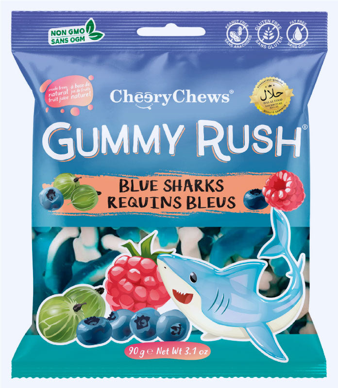 Cheery Chews Gummy Rush Blue Sharks (Canada) 90g - Halal