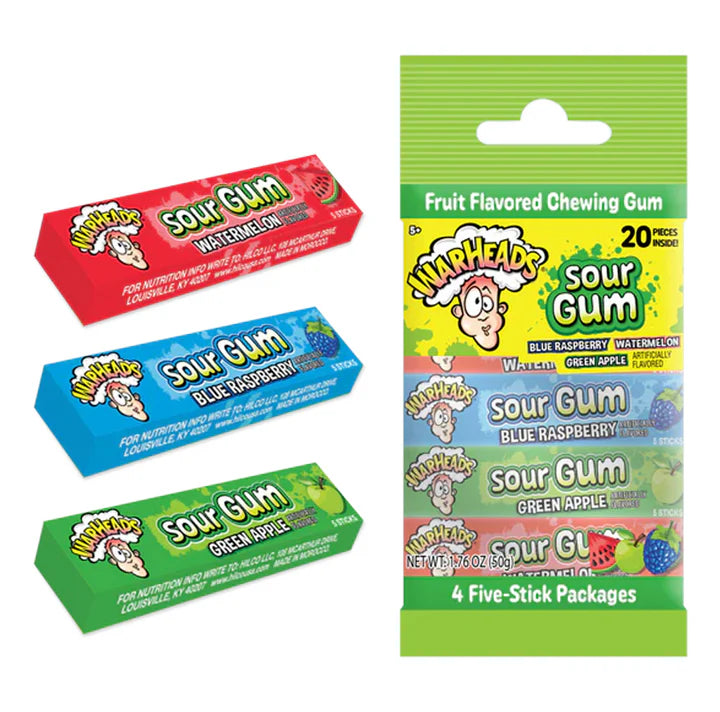 Warheads Sour Gum 4 pack Peg Bag 50g