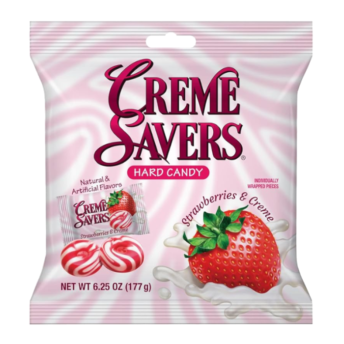 Creme Savers Hard Candy Strawberries & Cream - 6.25oz (177g) (Like Campinos)