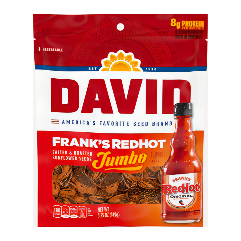 David's Jumbo Sunflower Seeds Frank's Red Hot - 5.25oz (149g)