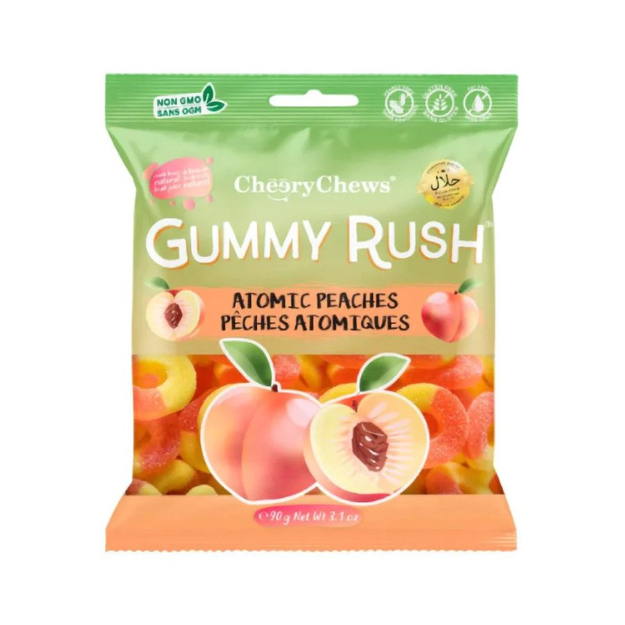 Cheery Chews Gummy Rush Atomic Peaches (Canada) 90g - Halal