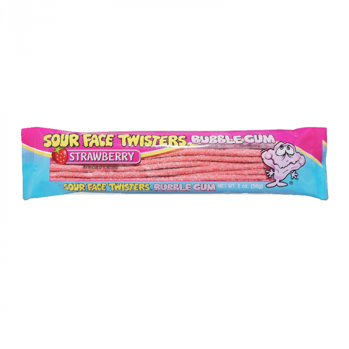 Face Twisters Sour Bubble Gum Straws Strawberry - 2oz (56g)