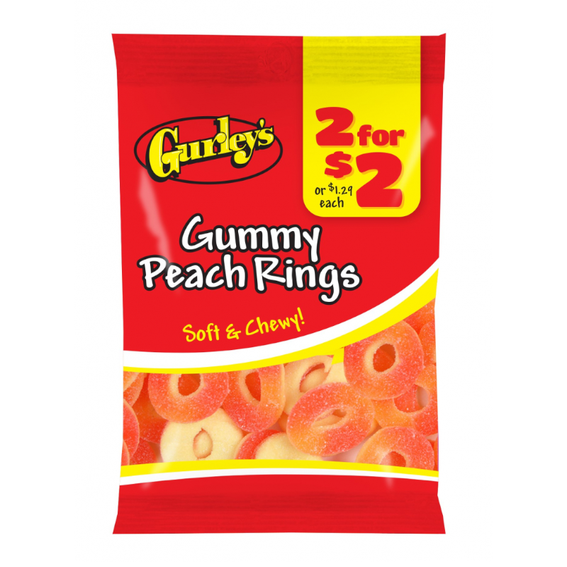 Gurley's Gummy Peach Rings - 3oz (85g))