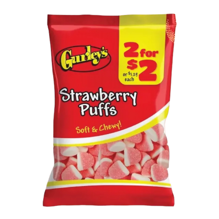 Gurley's Gummy Strawberry Puffs Peg Bags 2.25oz (70g)