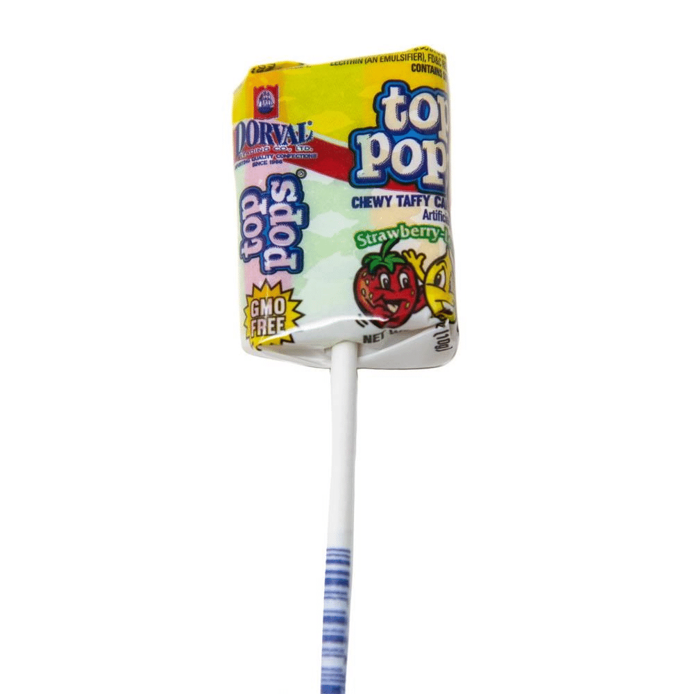 Top Pops Chewy Taffy Lollipop – Strawberry Lemon – 0.35oz (10g)