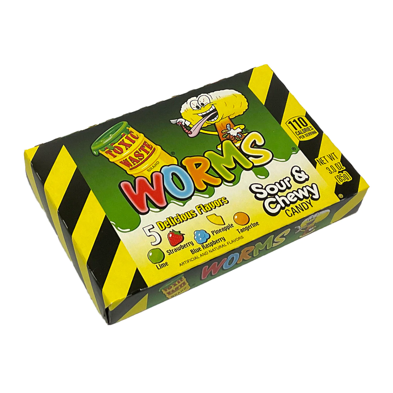 Toxic Waste Worms Assorted Theatre Box - 3oz (85g) - Theatre Box