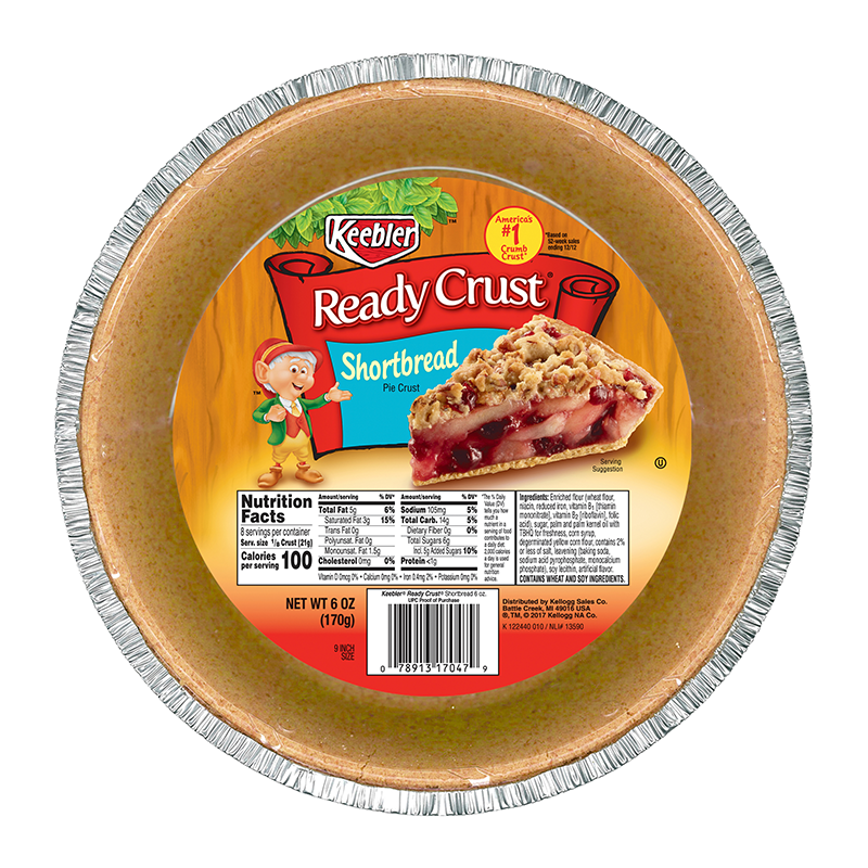 Keebler Ready Crust 9 Inch Shortbread Pie Crust - 6oz (170g) - Best Before 5th March 2021