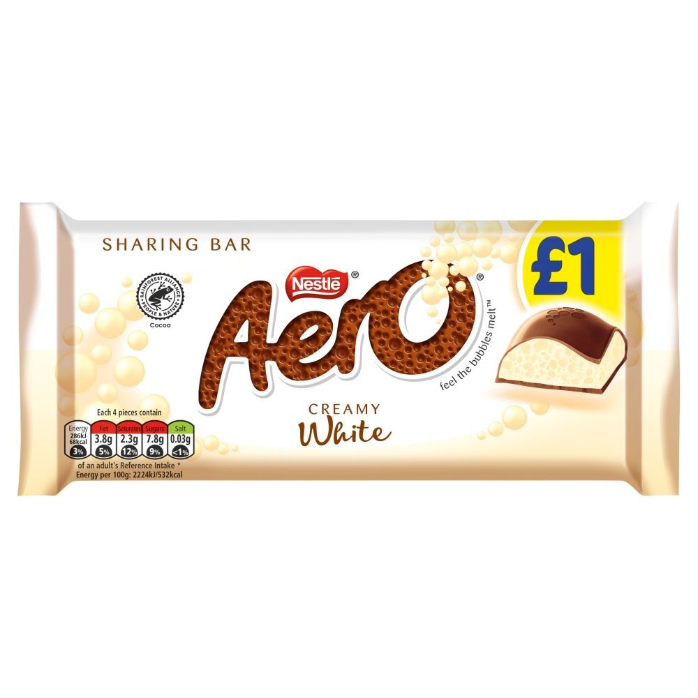 Aero Creamy White Milk Chocolate Sharing Bar 90g £1 PMP
