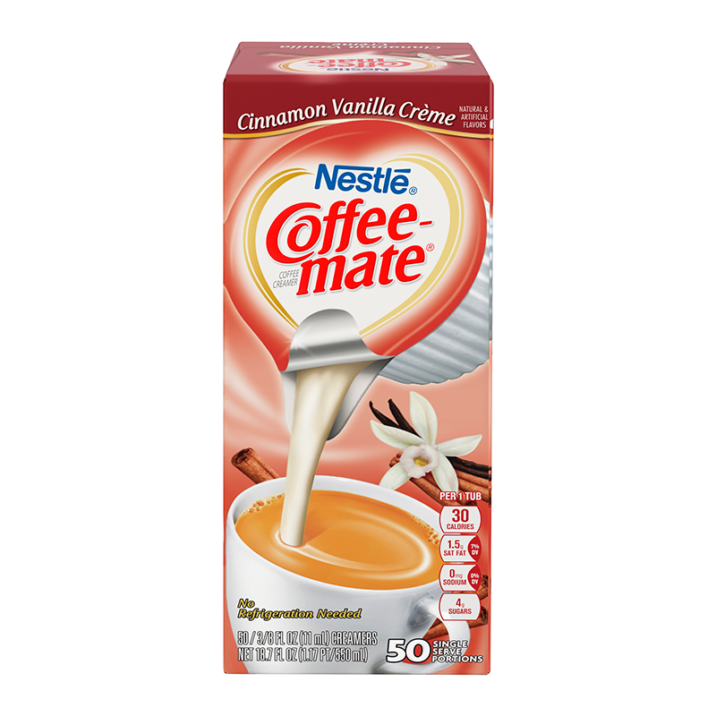 Coffee-Mate - Cinnamon Vanilla - Liquid Creamer Singles - 50-Piece x 3/8fl.oz (11ml) - Best before February 2022