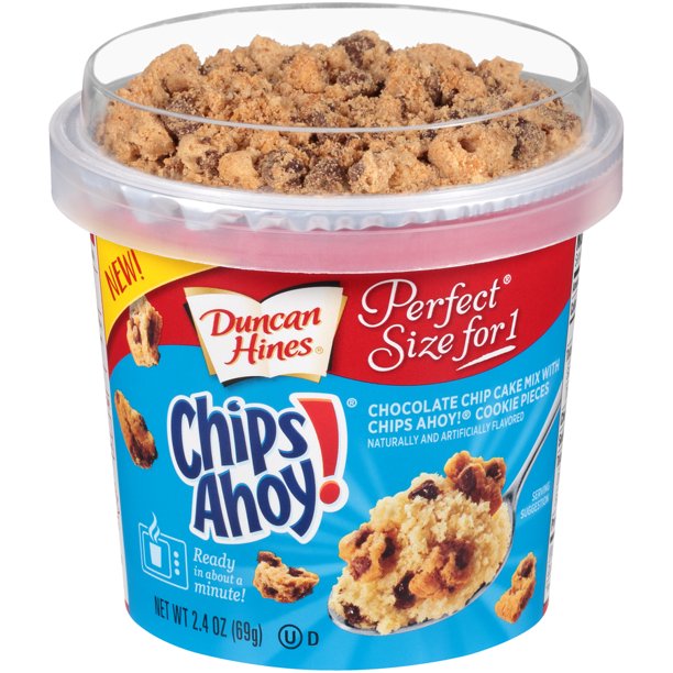 Duncan Hines Perfect Size for 1 Chips Ahoy Chocolate Chip Cake Mix, 2.4 oz Cup