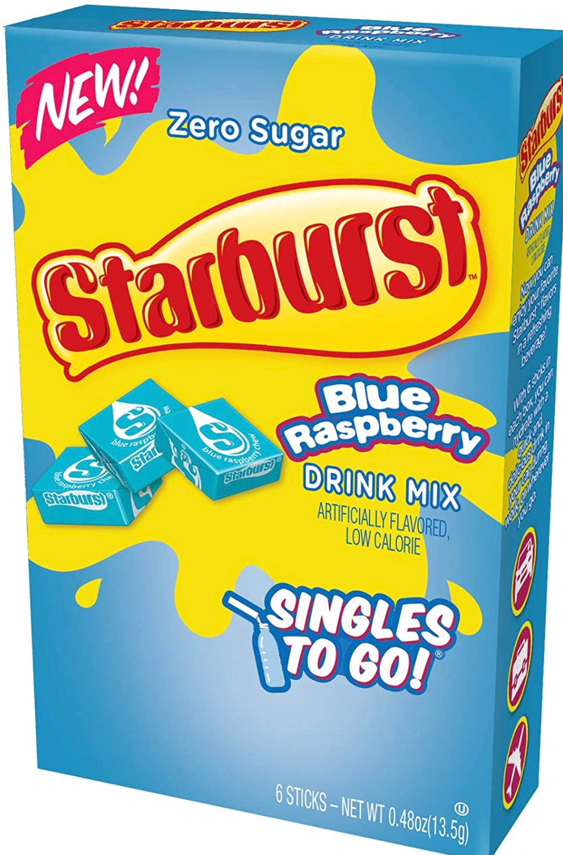 Starburst Zero Sugar Blue Raspberry Singles to Go 0.48oz