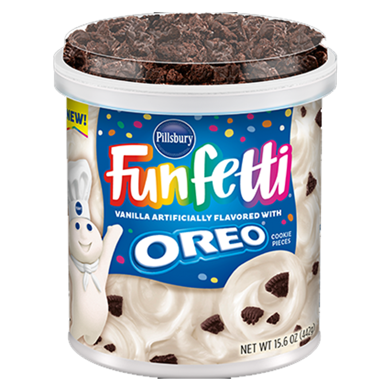 Pillsbury Funfetti Vanilla with Oreo Cookie Frosting 442g -  best before 4th February 2022