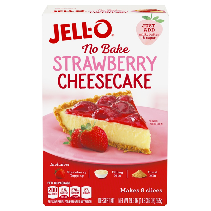 Jell-O - No Bake Strawberry Cheesecake Dessert Mix - 19.6oz (555g)