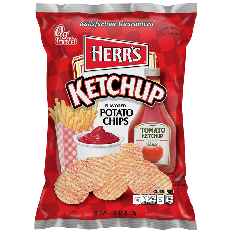 Herr's Tomato Ketchup Flavoured Potato Chips 3.5oz (99.2g)