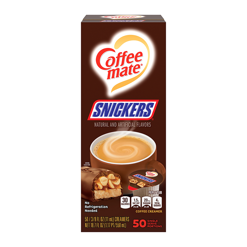 Coffee-Mate - Snickers - Liquid Creamer Singles - 50-Piece x 3/8fl.oz (11ml)