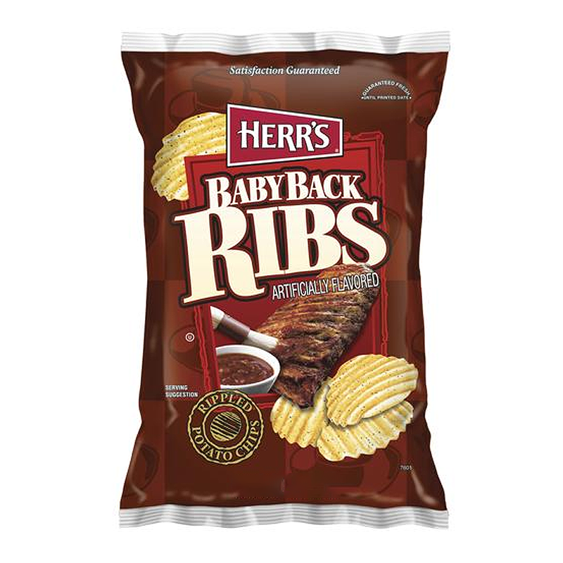 Herr's Baby Back Ribs Potato Chips 6.5oz (184.3g) -  Clearance October 2020 date