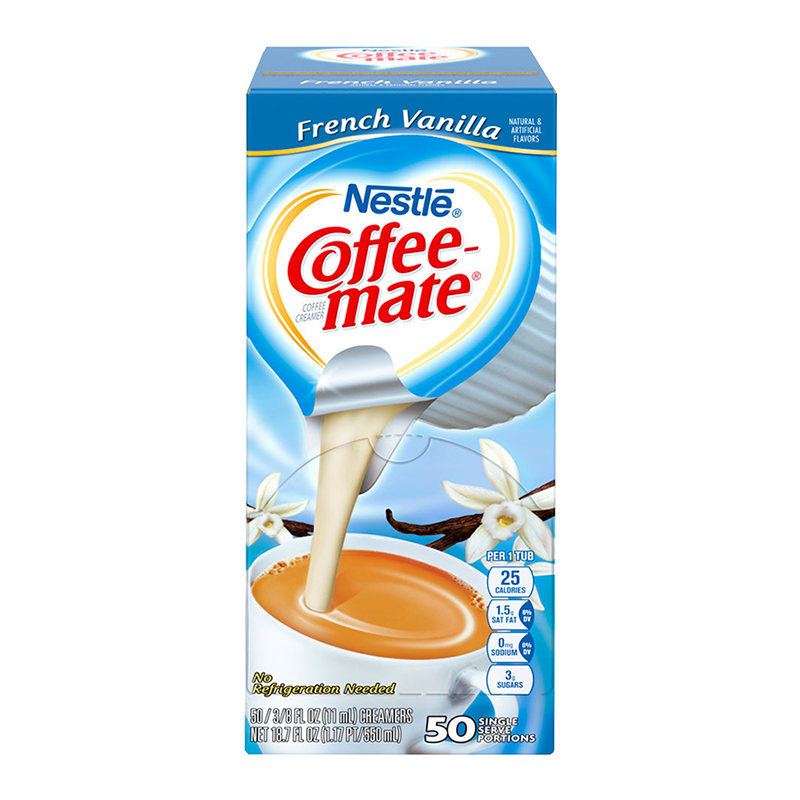 Coffee-Mate - French Vanilla - Liquid Creamer Singles - 50-Piece x 3/8fl.oz (11ml) - Best before March 2022