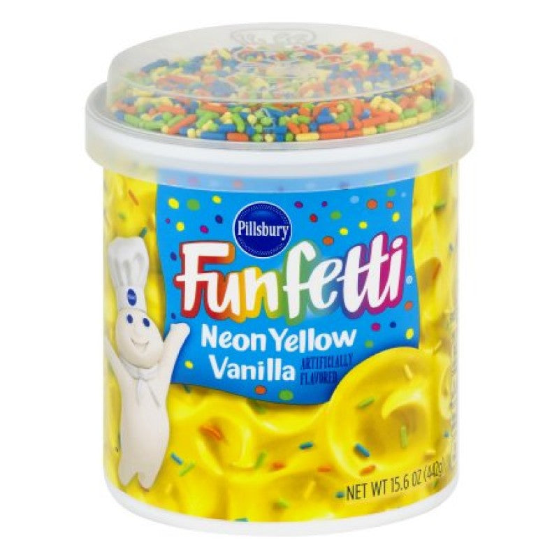 Pillsbury Neon Yellow Vanilla Funfetti Frosting 15.6oz (442g)
