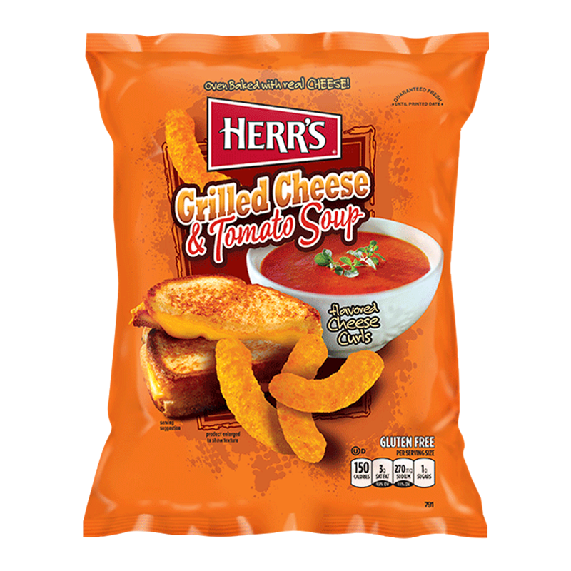 Herr's Grilled Cheese & Tomato Soup Flavoured Cheese Curls - 6oz