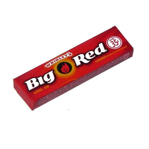 WRIGLEYS BIG RED CINNAMON CHEWING GUM - 5 sticks