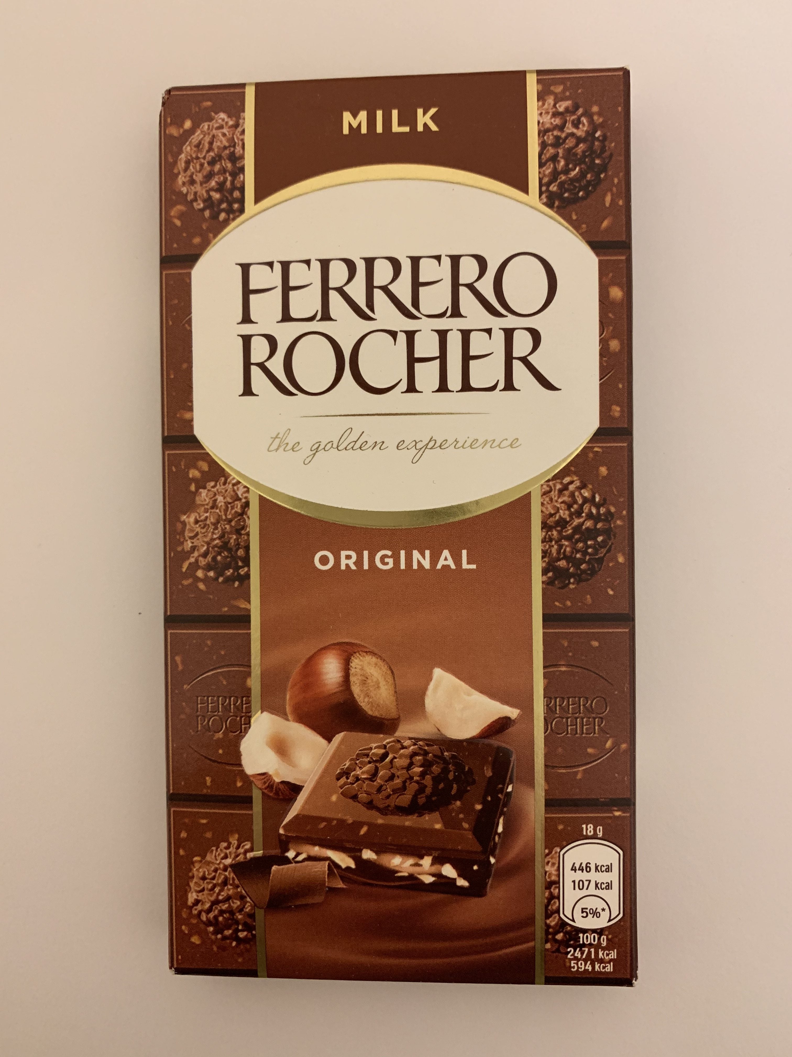 Ferrero Rocher Original Milk Chocolate Bar 90g