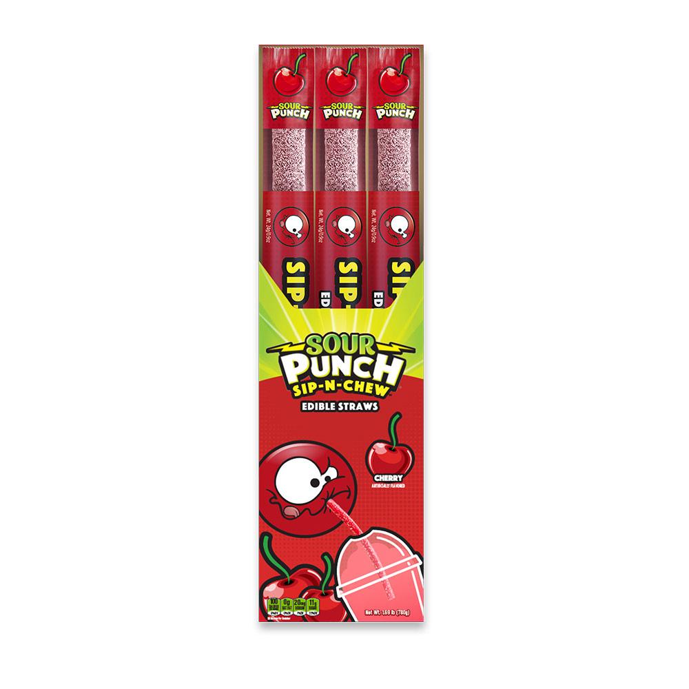 Sour Punch Sip-n-Chew Candy Straws Cherry 26g - (Straws)