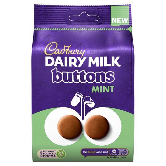 Cadbury Dairy Milk Mint Buttons Chocolate 95G - Best before 3rd July 2022