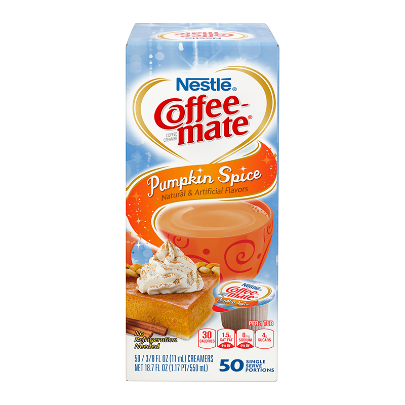 Coffee-Mate - Pumpkin Spice - Liquid Creamer Singles - 50-Piece x 3/8fl.oz (11ml)