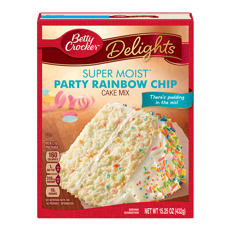 Betty Crocker Delights Super Moist Rainbow Party Chip Cake Mix - 15.25oz (432g)