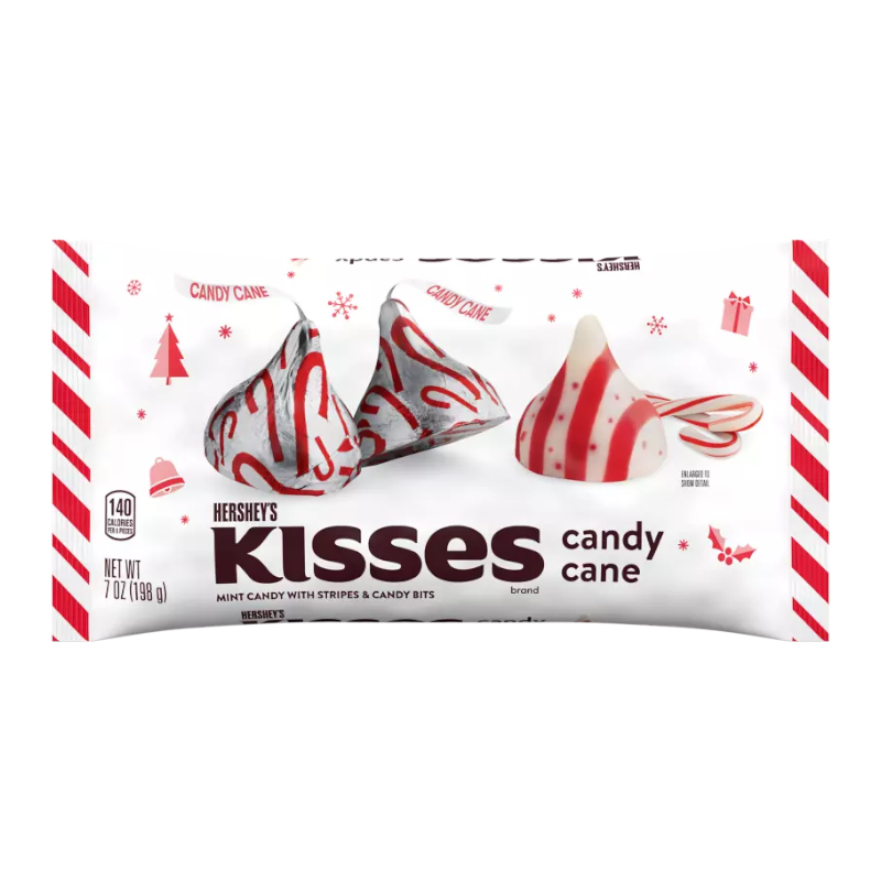 Hershey Kisses Candy Cane Bag - 7oz (198g) [Christmas]