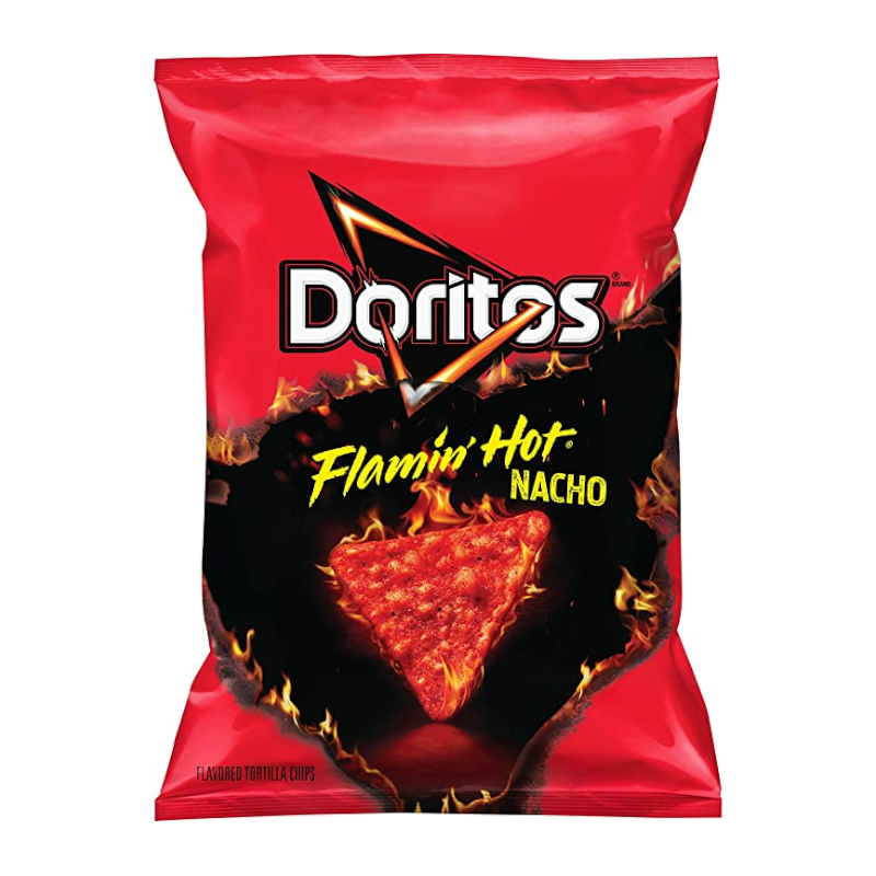 Doritos Flamin Hot Nacho Corn Chips - 49.6g - Best before 18th July 2023