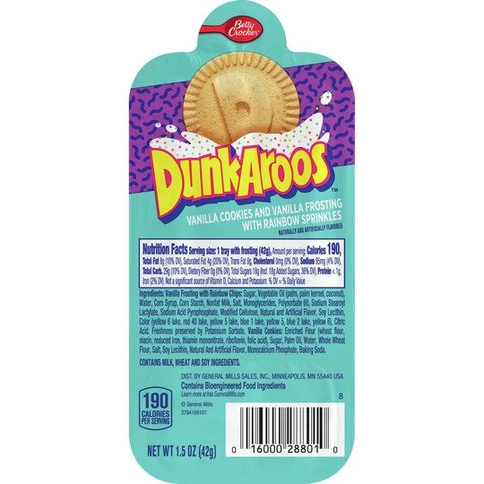 DunkAroos Vanilla Cookies and Vanilla Frosting With Rainbow Sprinkles - 42g