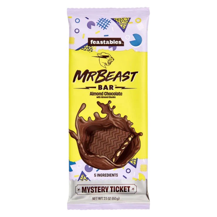Mr Beast Almond Chocolate Bar, 2.1 oz (60g) - New
