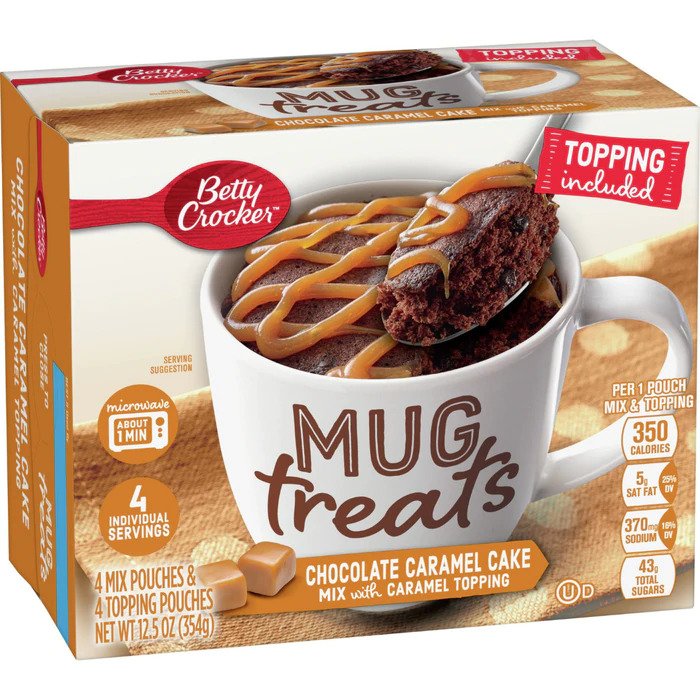 Betty Crocker Mug Treats Chocolate Caramel Cake Mix 4 Pouches - Best before 20th May 2022
