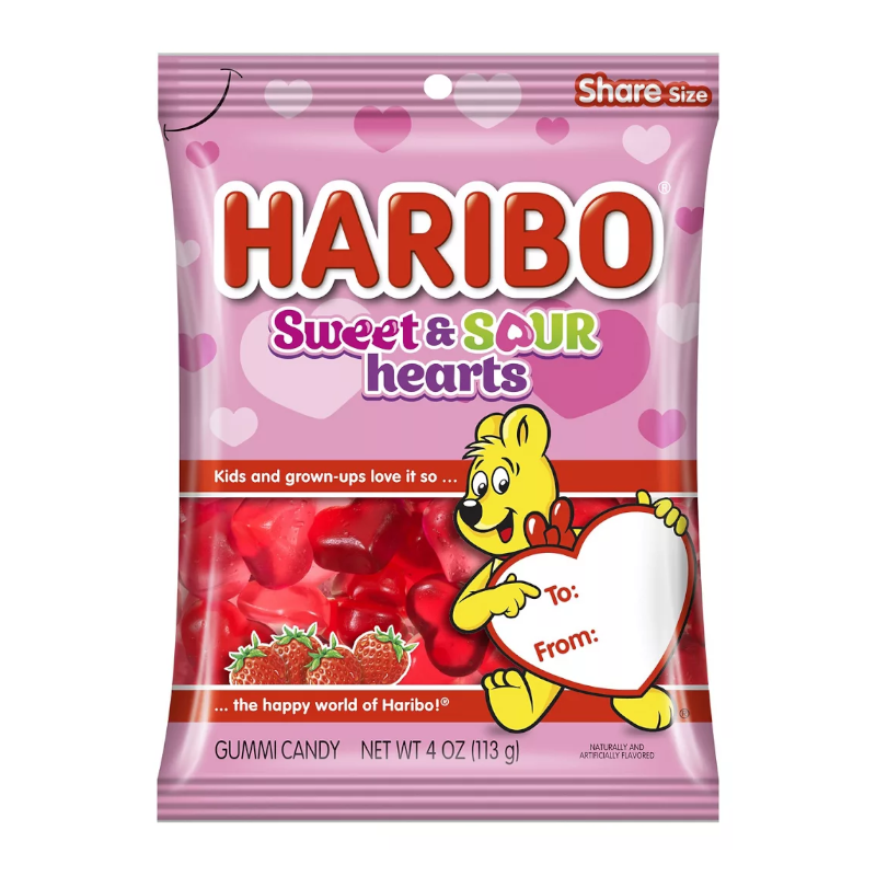 Haribo Valentine's Sweet & SOUR Hearts - 4oz (113g) - Best before November 2022