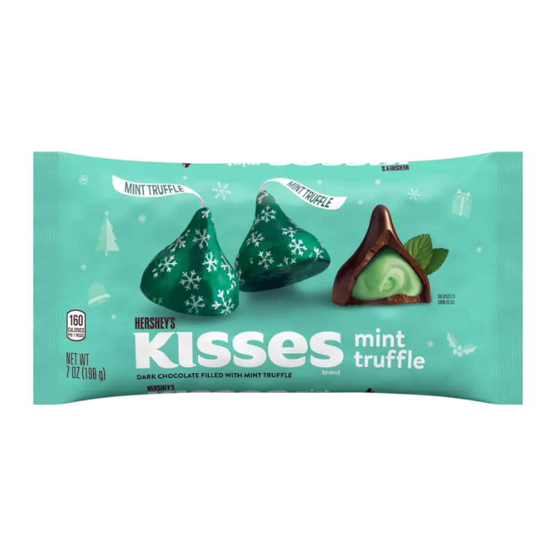 Hershey's Kisses Dark Choc Mint Truffle Filled 9oz (255g) [Christmas]