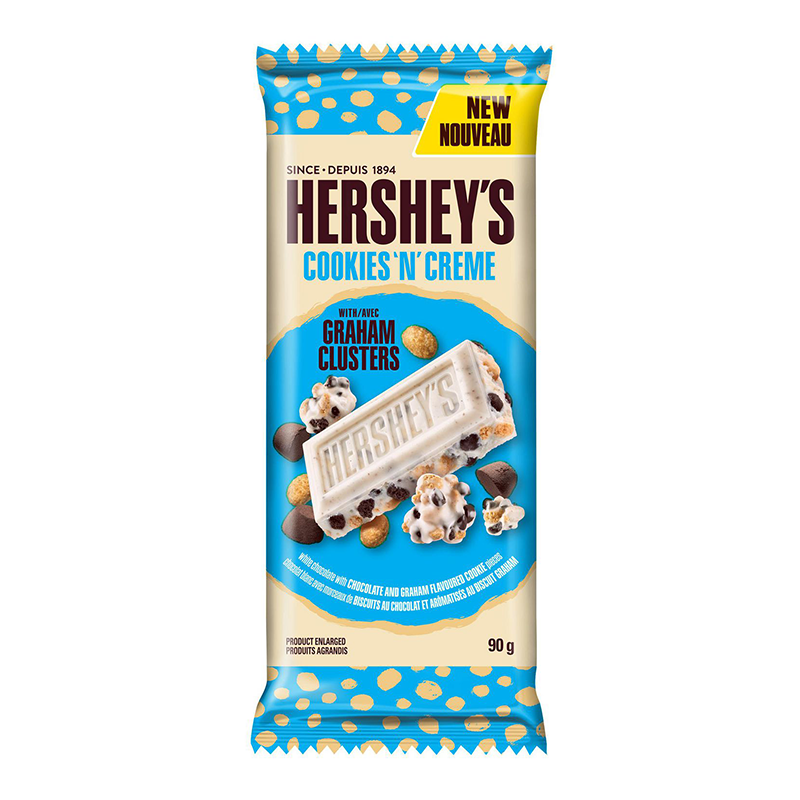 Hershey's Cookies n Creme Bar with Graham Clusters - 90g - New