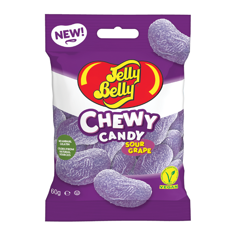 Jelly Belly Chewy Candy Grape Sours Bags - 60g