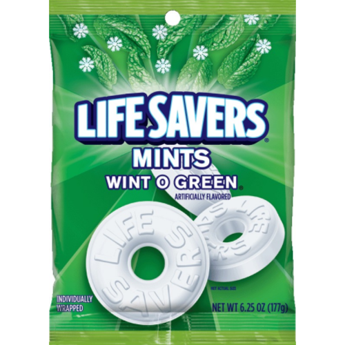 Lifesavers Mints Wint O Green Mint Peg Bag 3.2 oz