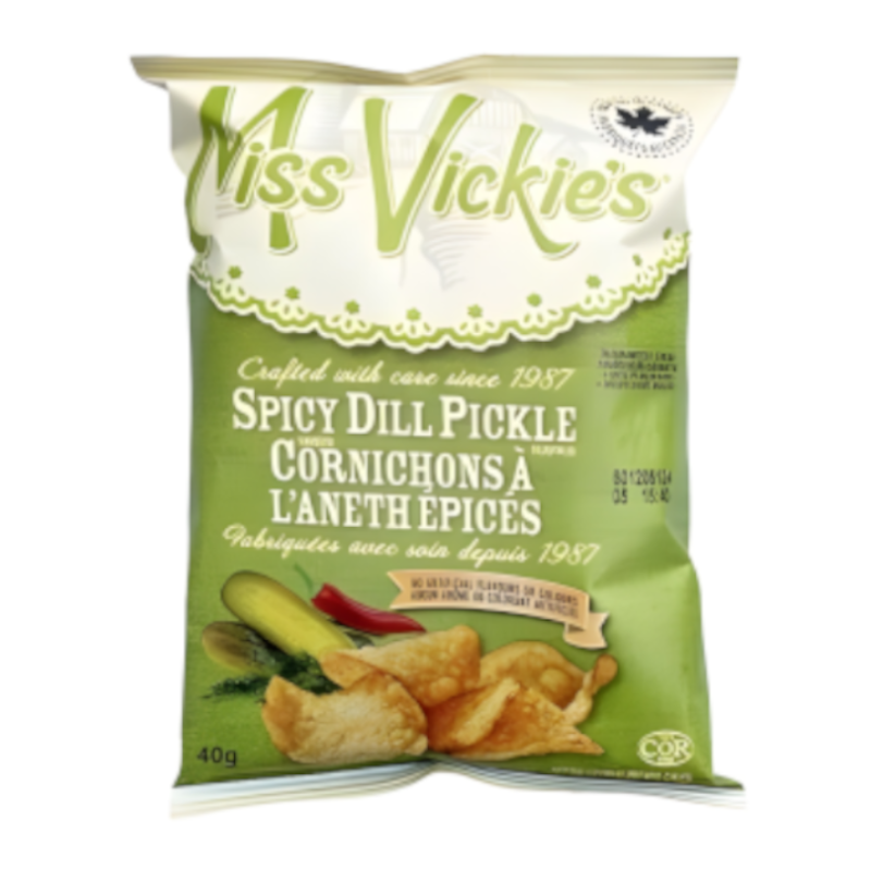 Miss Vickie's Spicy Dill Pickle Kettle Cooked Chips - 40g [Canadian] Best before 22nd February 2022