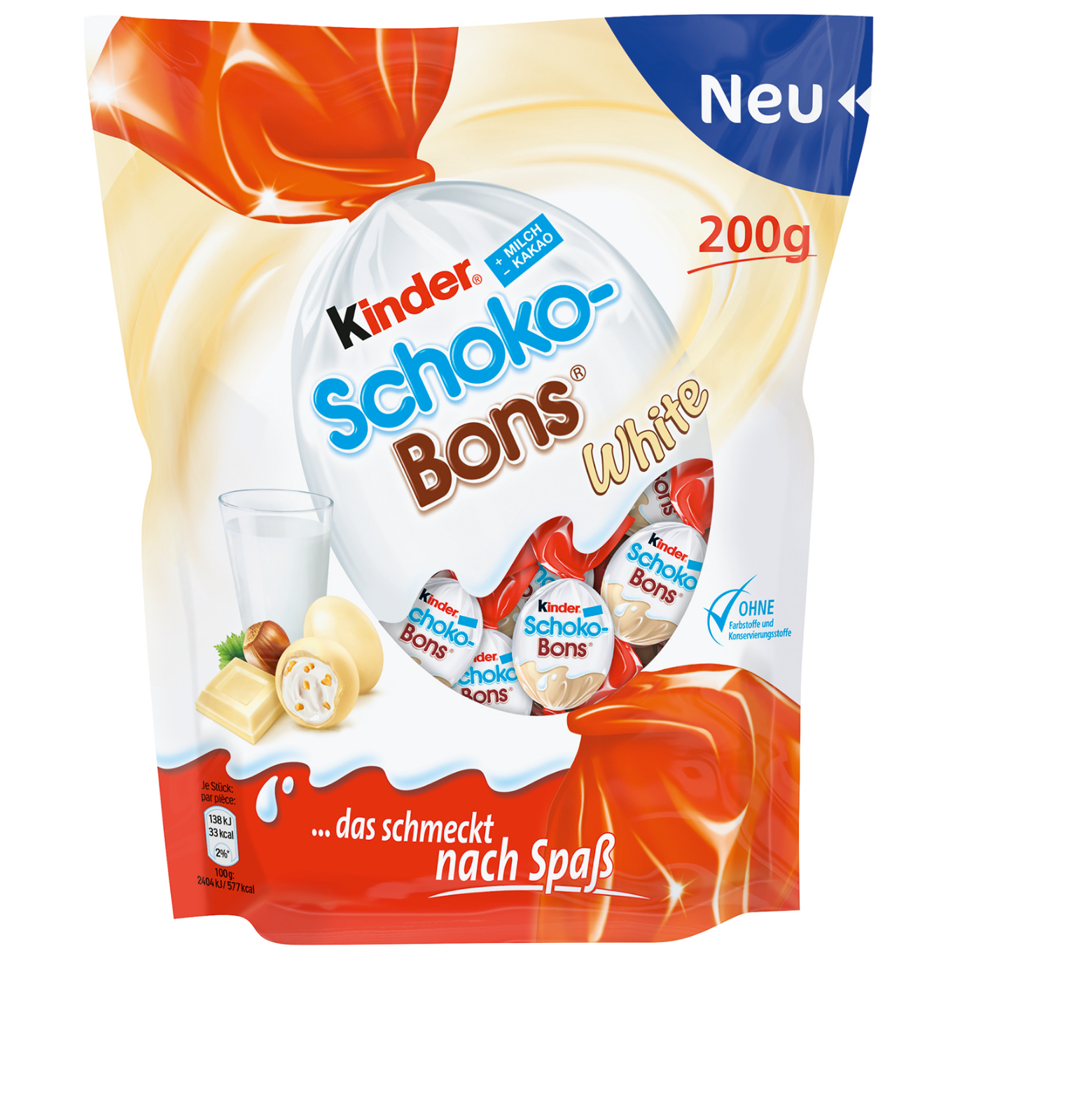 Kinder White Chocolate Schokobons Large Bag 200g - Best before 12th April 2023