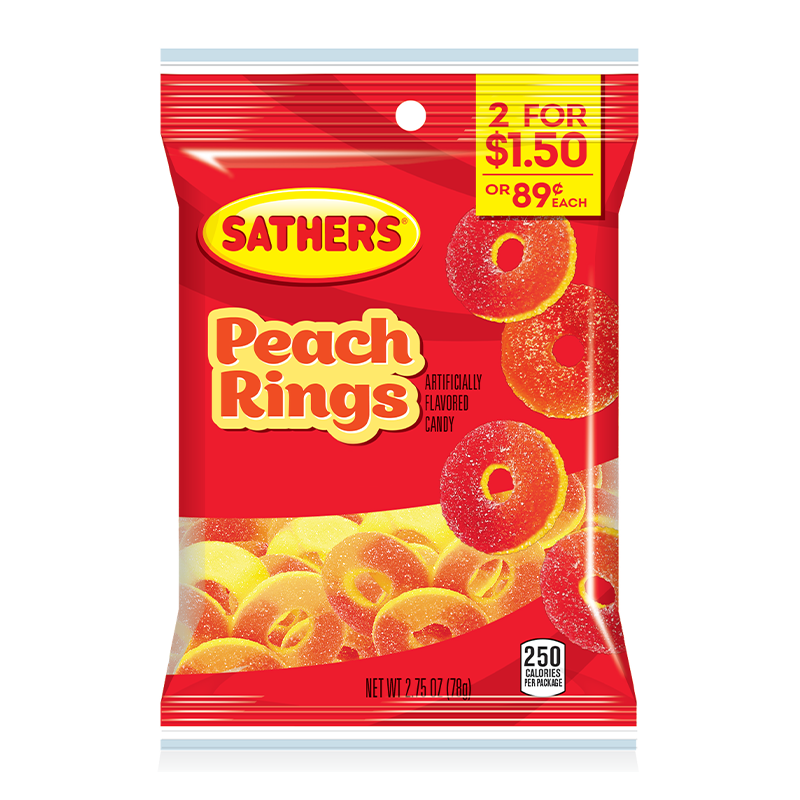 Sathers Gummallos Peach Rings - 2.75oz (78g)