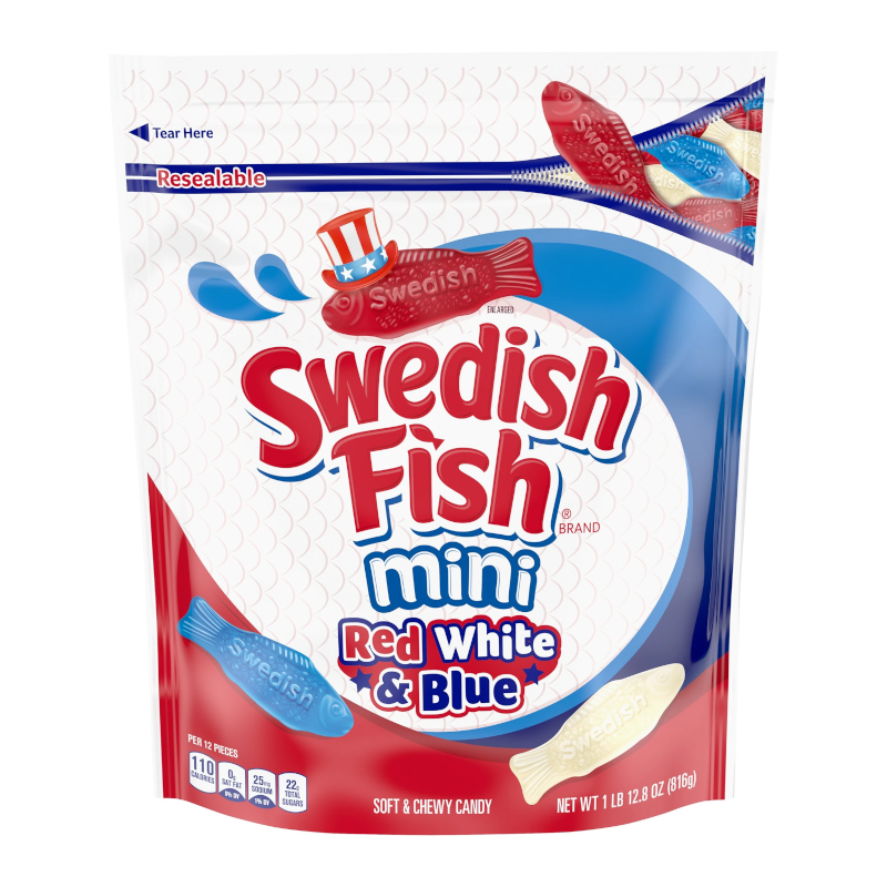 Swedish Fish Mini Red White & Blue - 1.8lb (816g)